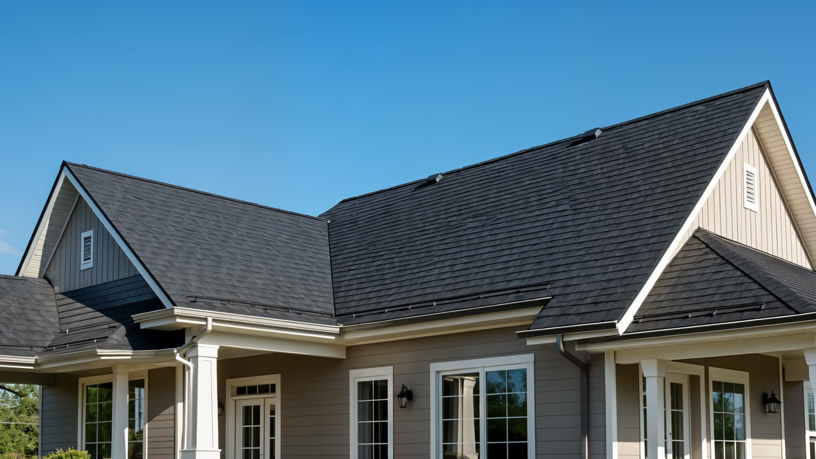 Finished new charcoal architectural shingle roof